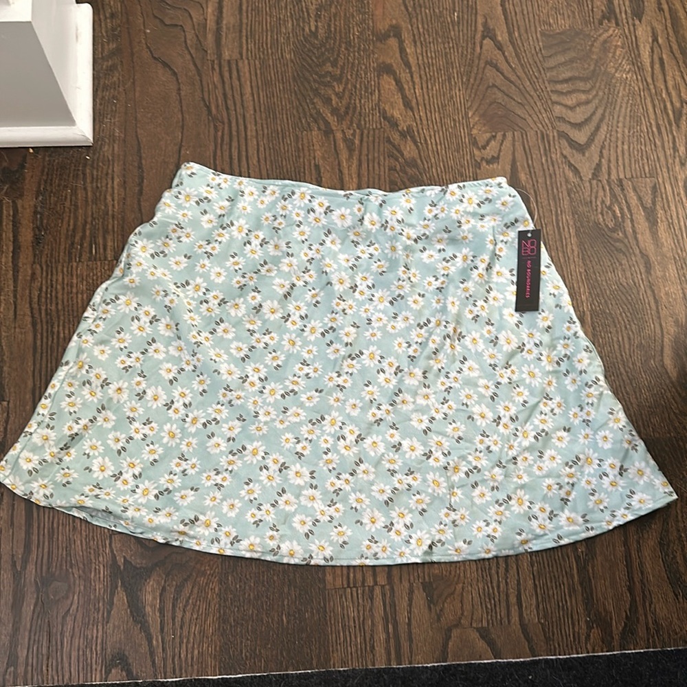 Silky/satin floral a-line skirt